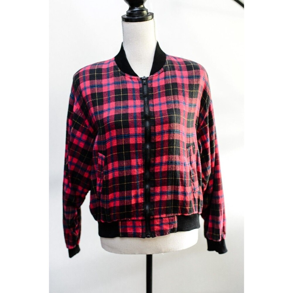 Palmetto's Jacket M Cotton Red Plaid Flannel full zip Unisex pockets